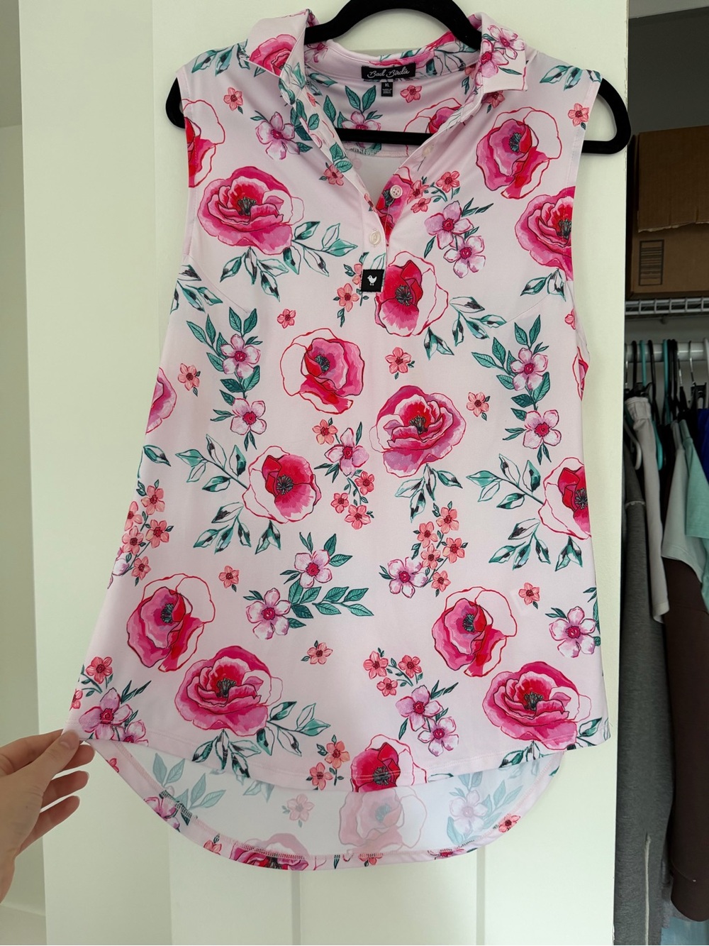 Bad Birdie Pink Floral Sleeveless Polo Camisole